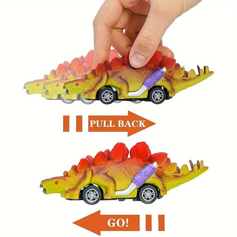 6-Pack Interactive Dinosaur Pull-Back Toy Cars Set, Non-Battery ABS Plastic Manual Vehicle Playset for Ages 3-6, Ideal Halloween Christmas Gift