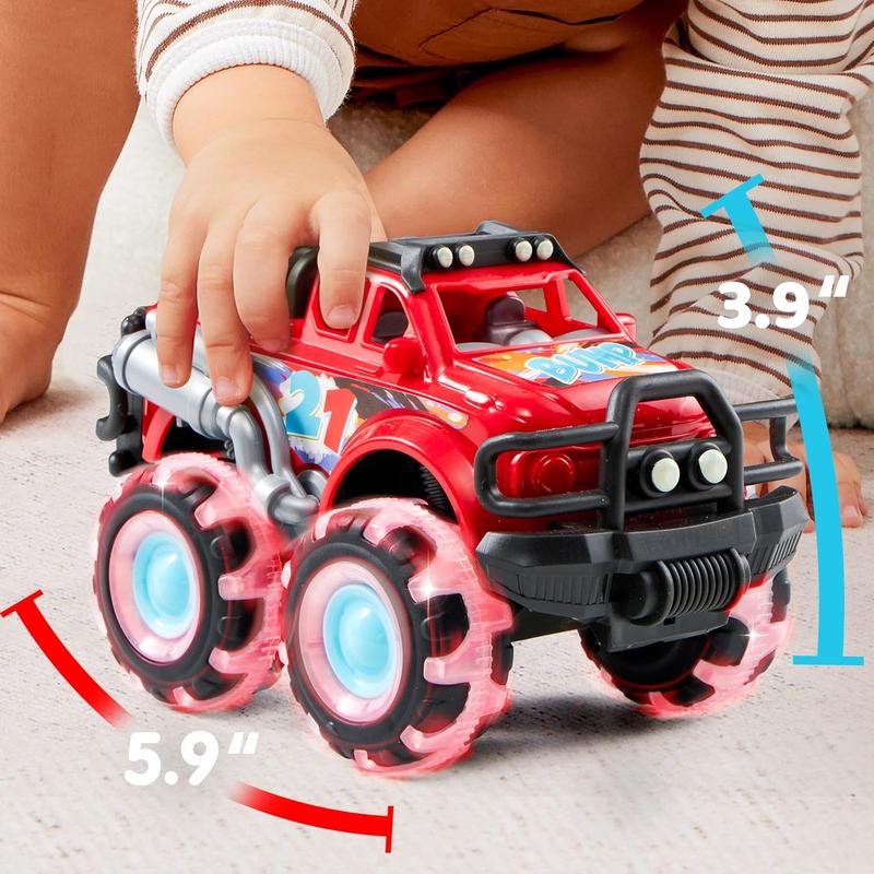 3Pack Monster Truck Toy - Toy Truck with Flashing LED Wheels - Light-Up Cars - Birthday Gift for Boys Girls - Friction-Powered