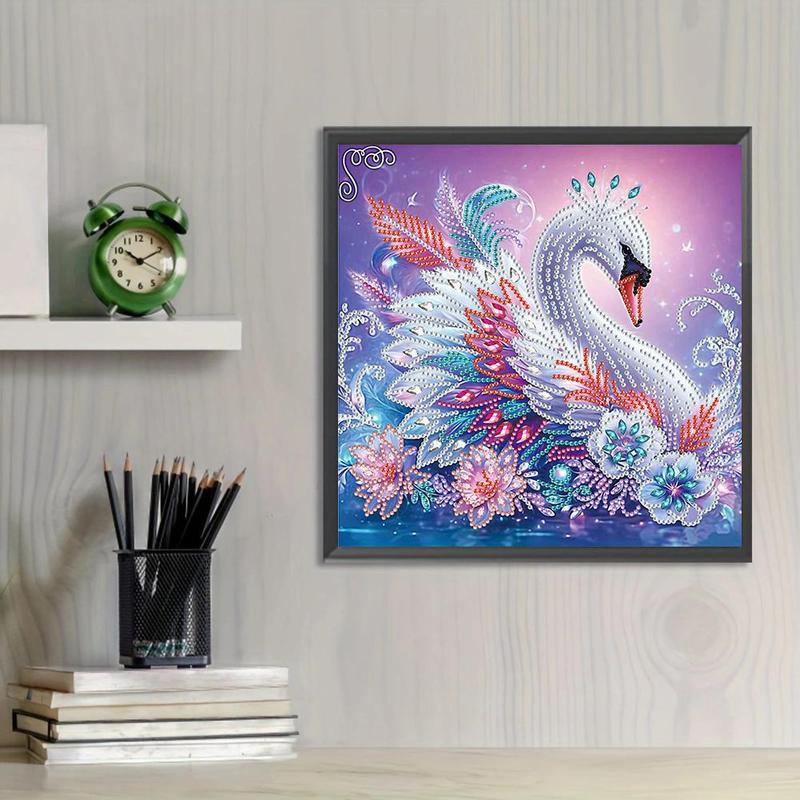 Swan Pattern DIY Diamond Arts Colorful Painting Kit without Frame, DIY 5D Diamond Arts Colorful Painting Kit, Wall Art Decor for Home Living Room Bedroom