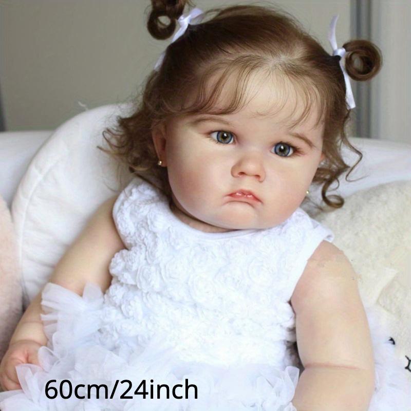 24inch Ultra-Realistic Silicone Reborn Baby Doll - Life-Like, Fat & Cuddly with Handcrafted 3D Skin & Vein Detail - Perfect Gift for Girls & Little Artists (60cm, Not Including Sheep)