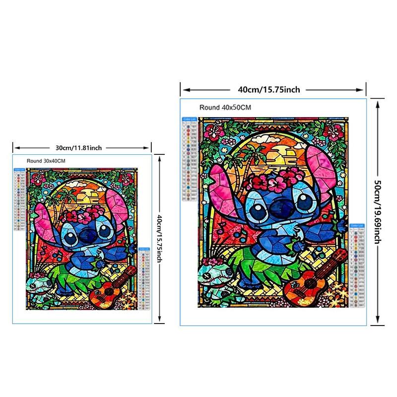 Cartoon Lilo & Stitch Pattern Diamond Arts Colorful Painting Kit, DIY 5D Diamond Arts Colorful Painting for Bedroom Home Wall Decor