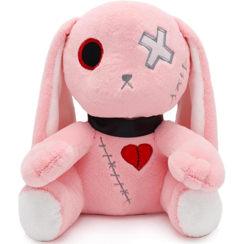 Goth Bunny Plush Rabbit Stuffed Animal Horror Plushies Easter Stuffed Animal Creepy Spooky Bunny Stuffed Animal Crazy Rabbit Plushie Toy