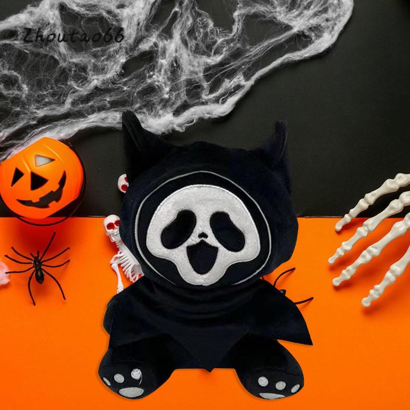 Plush Grim Reaper Toy Spooky Halloween Stuffed Animals Soft Doll Throw Pillows for Home Office Decoration