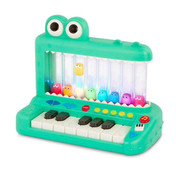 Battat Croco Pop Piano Toy Keyboard with Songs Sounds Lights, Baby and Toddler Toys