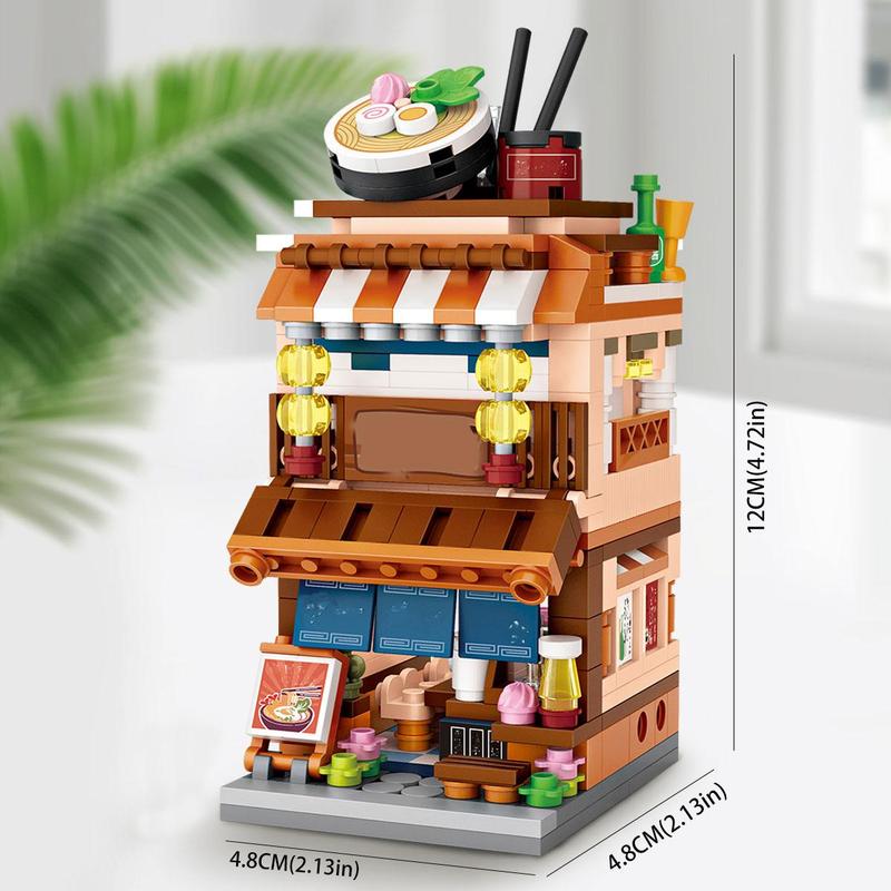 Noodle Shop Building Blocks (412pcs set), Street View House Model, Room Decorations, Interesting Gifts for Family and Friends