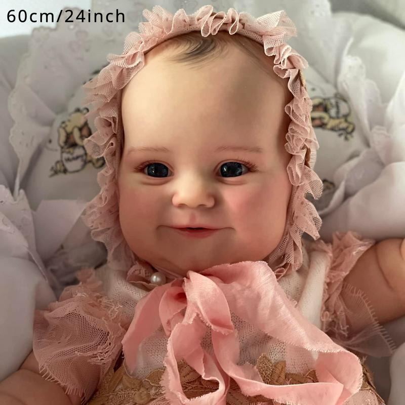 24in Lifelike Soft Silicone Reborn Doll - 60cm Handmade Art Toy with 3D-Paint Skin, Realistic Blood Vessels, and Unique Birthday Gift Idea