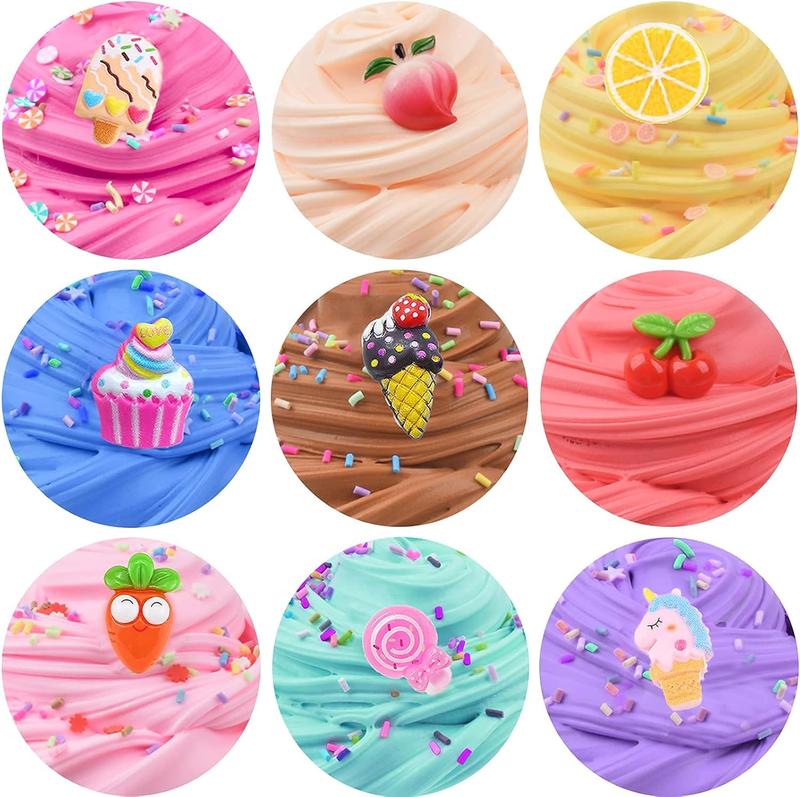 Christmas gift  12-Pack Butter Slime Kit with Unicorn Cute Charms, Educational Mini Scented Party Favors Toys for Kids