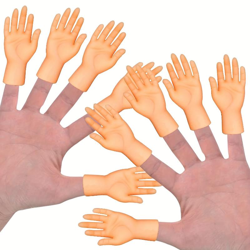 Tiny Finger Hands 10 Packs Flat Hand Style Mini Puppets Realistic Rubber Small Figurines Toys Funny Fingers For Puppet Show Gag Performance Party Favors easter gift