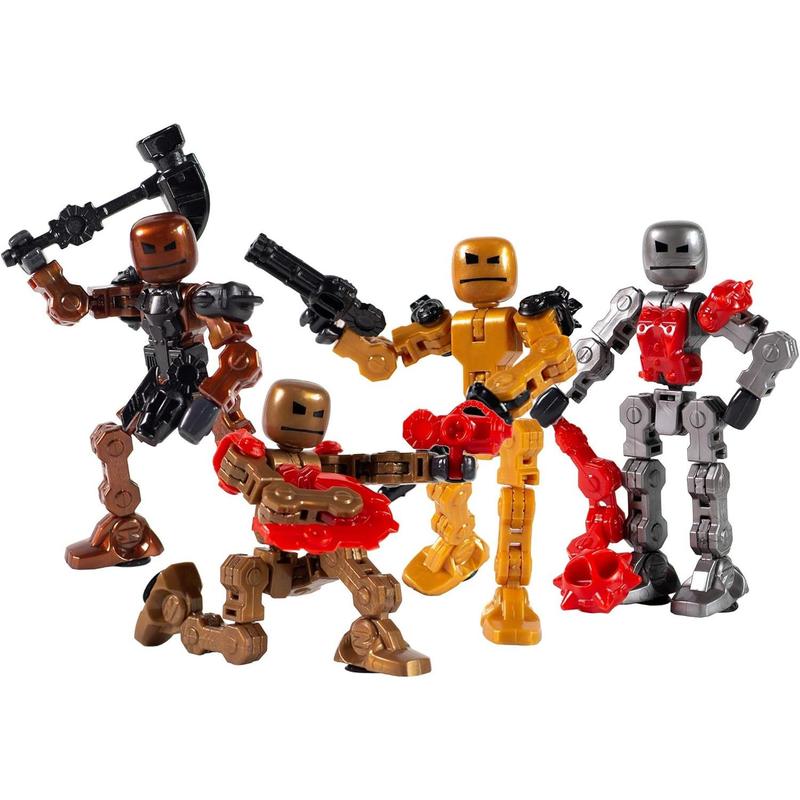 Zing Klikbot, Complete Set of 4 Poseable Action Figures with Weapons, Translucent, Create Stop Motion Animation, for Ages 6 and Up (Series 1 Heroes)