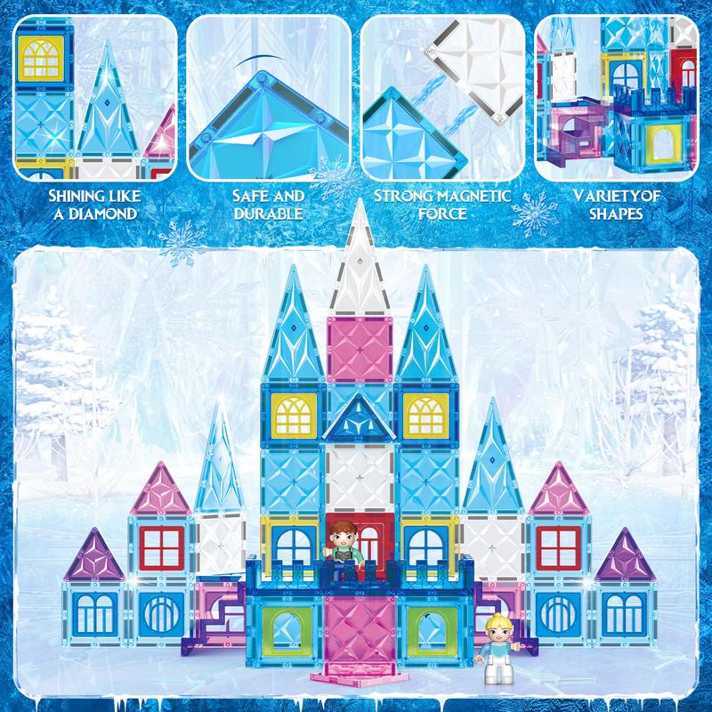 MIKIBLUE Magnetic Building Block Set (80 Pieces) Frozen Theme Magnetic Tiles for Kids magnetic  tiles magnet  tiles