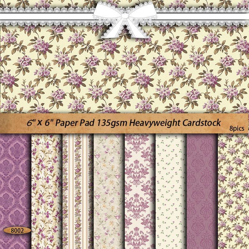 8 Sheets Set Flower Pattern Design Cardstock, Square Mixed Pattern Decorative Paper For DIY Craft Gift Scrapbooking