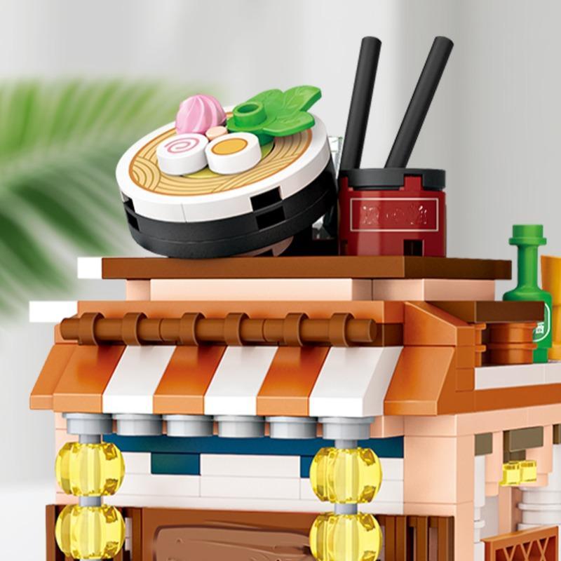 Noodle Shop Building Blocks (412pcs set), Street View House Model, Room Decorations, Interesting Gifts for Family and Friends