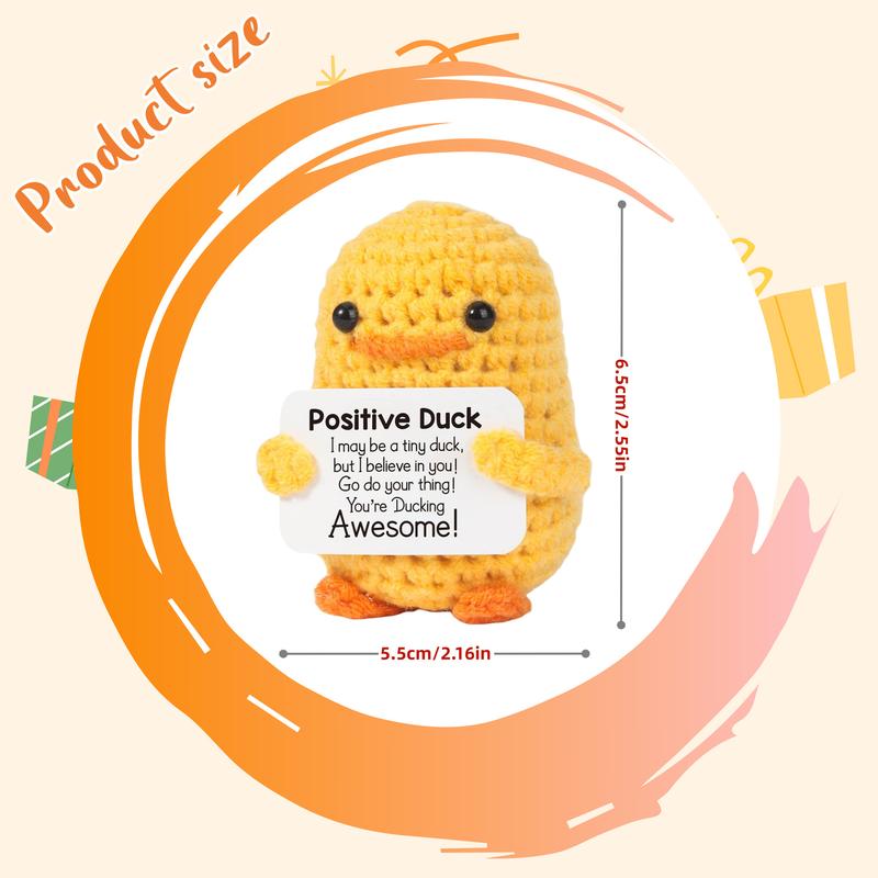 Cute Knitted Duck with Positive Cards-Handmade Crochet Dolls forEmotional Support, Fall and ChristmasCifts