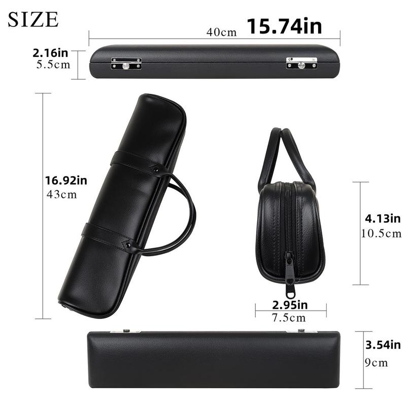 16 Hole Flute Case, PU Leather Flute Case with Strap, Musical Instrument Storage Bag, Music Accessories for Home & School