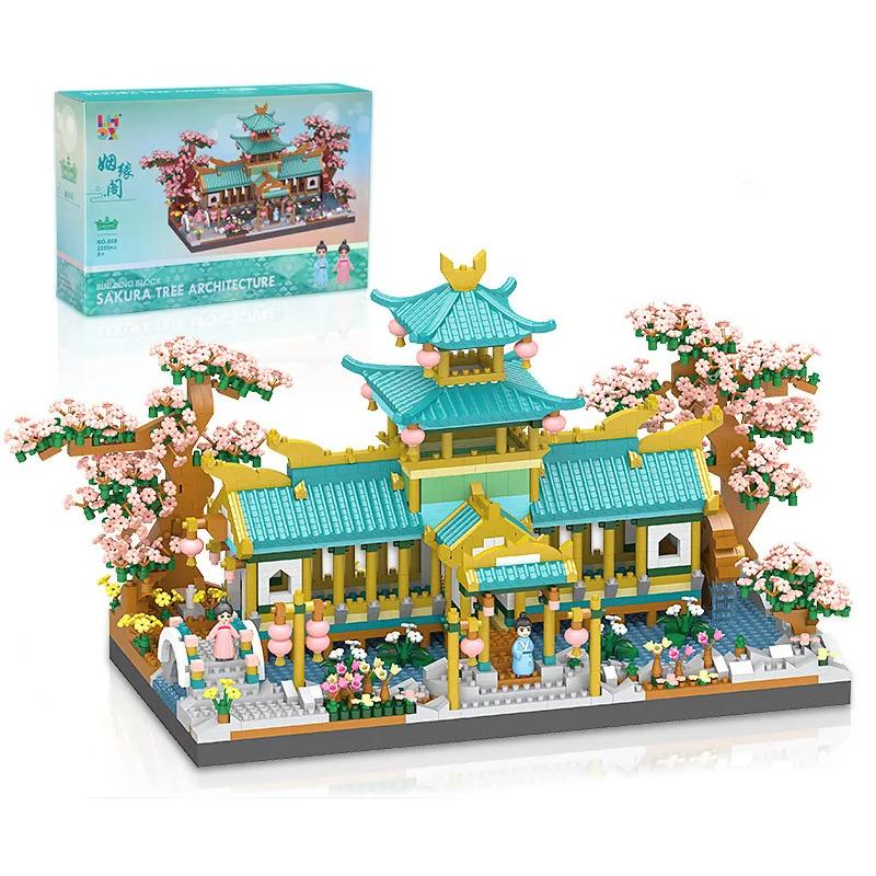 Buy 1 GET 2 Collection Micro Blocks Modle Building Sets The Classical Gardens of Suzhou Sakura Tree House 2set  build block structures High school girl Toy model Birthday fete day