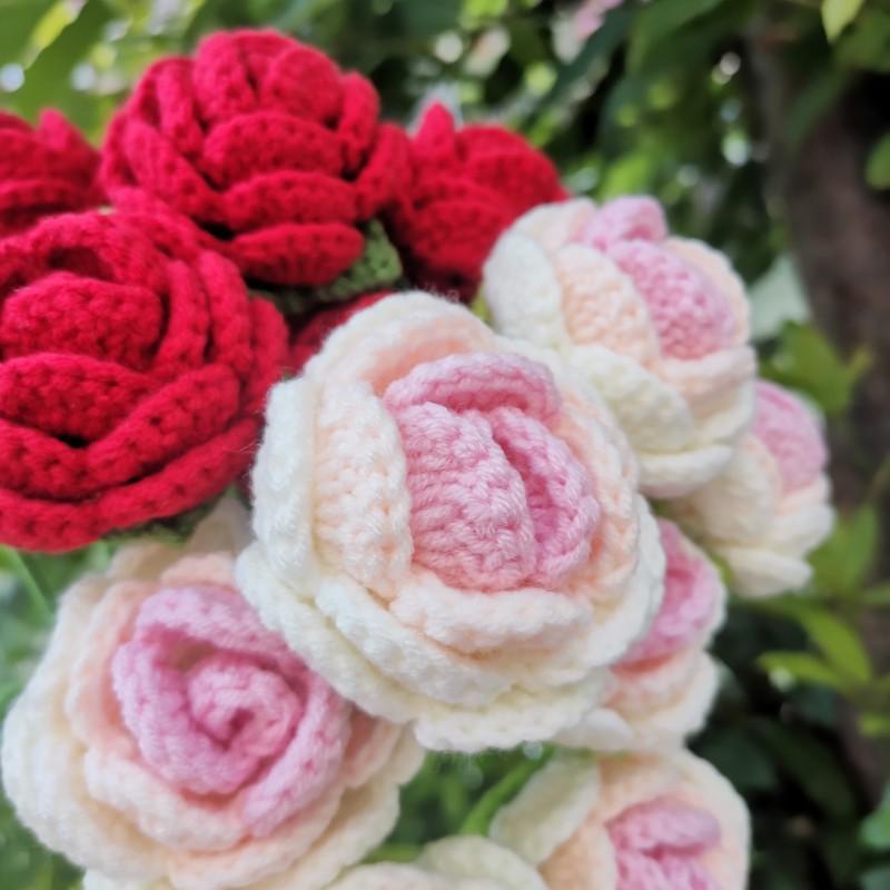 Crochet Rose Flower, 1 Count Handmade Rose Flower, Romantic Gift, Valentine's Day Gift For Boyfriend Girlfriend