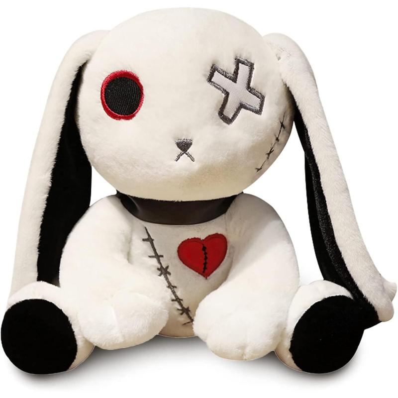 Goth Bunny Plush Rabbit Stuffed Animal Horror Plushies Easter Stuffed Animal Creepy Spooky Bunny Stuffed Animal Crazy Rabbit Plushie Toy