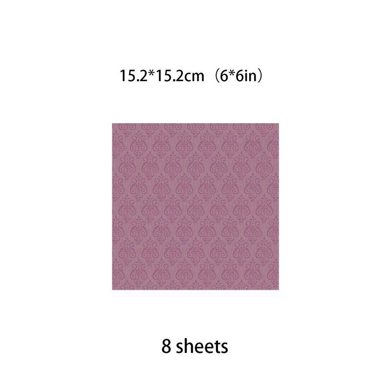 8 Sheets Set Flower Pattern Design Cardstock, Square Mixed Pattern Decorative Paper For DIY Craft Gift Scrapbooking