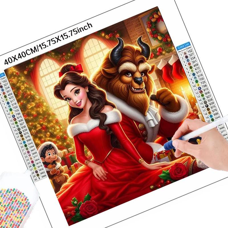 Disney Beauty and The Beast Pattern DIY Diamond Arts Colorful Painting Kit without Frame, 5D Diamond Arts Painting Kit, Wall Art Decor for Home Bedroom