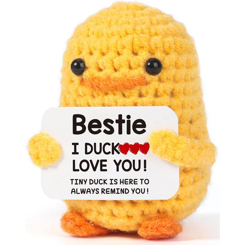 Bestie Best Friend Women Birthday - I Duck Love You, Funny Handmade Positive Emotional Knitted Duck for Female Women BFF Friendship Birthday Christmas White Elephant Valentine's Day Gifts