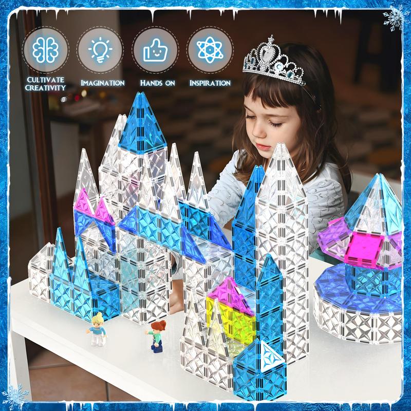 MIKIBLUE Magnetic Building Block Set (80 Pieces) Frozen Theme Magnetic Tiles for Kids magnetic  tiles magnet  tiles