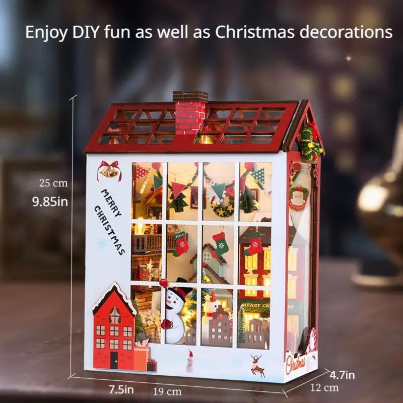 DIY Festival House Miniature Building Blocks, 1 Box Creative DIY Book Stand with Light Effect, Mini House Building Blocks, Bedroom Decor Holiday Gift