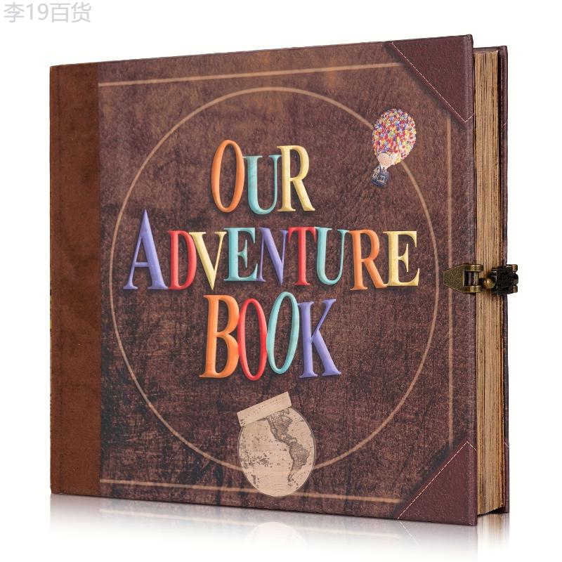 Our Adventure Book Scrapbook Photo Album Retro Style Embossed Letter Cover Travel Diary Journal Scrap Book Kit For Couples, Memory Book For Anniversary Wedding, Valentines Day Gifts