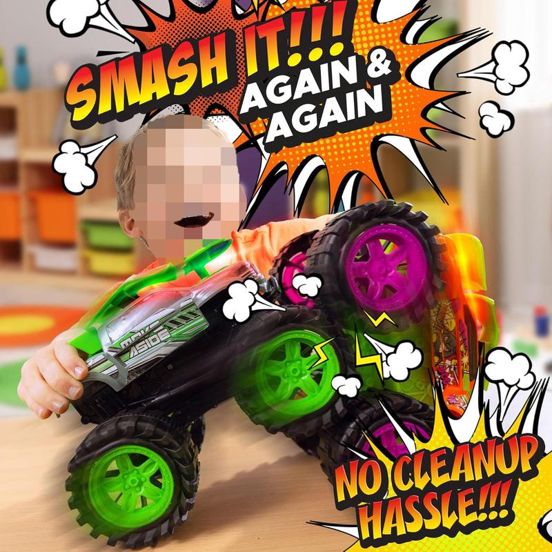 Exploding Monster Truck Toy with Explosive Crash Sounds and Lights, Smash It Up Again and Again, Monster Truck Toys for Boys Kids Ages 4-7 & Above Toys for 3 Year Old Boys Gift