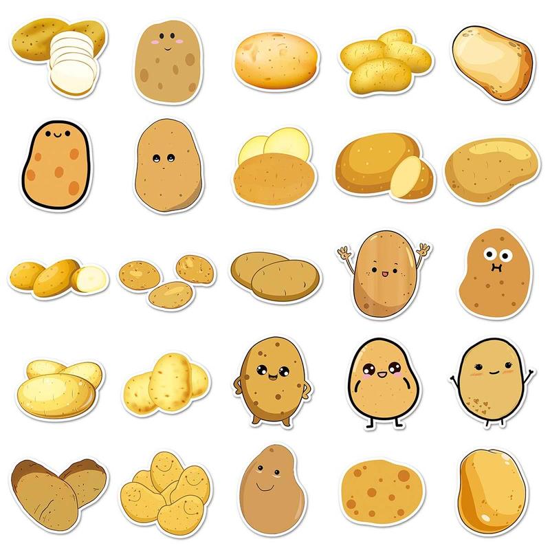 50pcs Cartoon Potato Pattern Stickers, Creative Multi-purpose Stickers, For DIY Craft Decoration And Hand Account