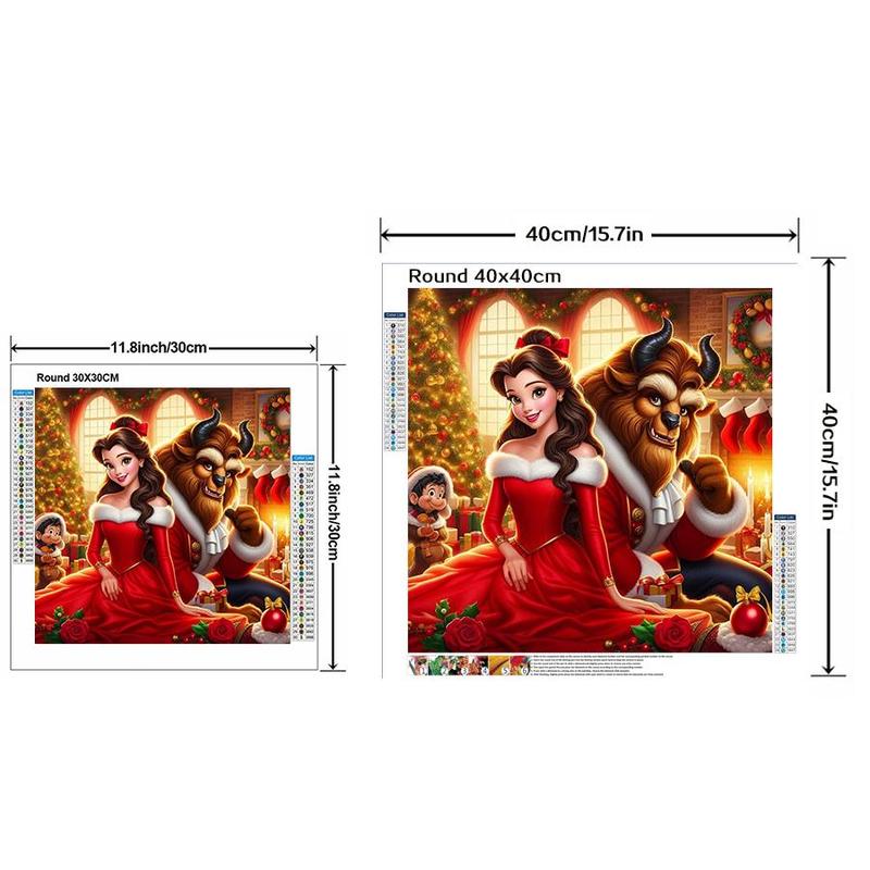 Disney Beauty and The Beast Pattern DIY Diamond Arts Colorful Painting Kit without Frame, 5D Diamond Arts Painting Kit, Wall Art Decor for Home Bedroom