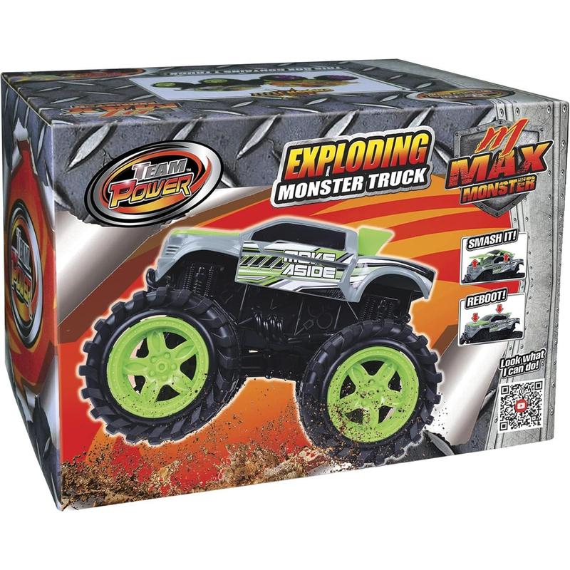 Exploding Monster Truck Toy with Explosive Crash Sounds and Lights, Smash It Up Again and Again, Monster Truck Toys for Boys Kids Ages 4-7 & Above Toys for 3 Year Old Boys Gift