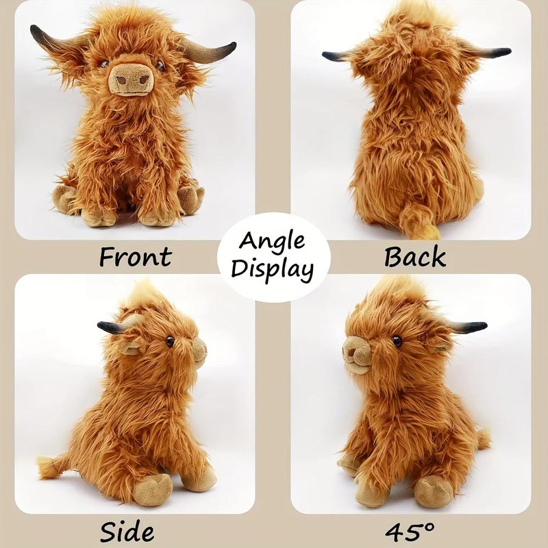 25cm Simulation Highland Cow Plush Animal Doll Soft Stuffed Highland Cow Plush Toy Kawaii Kids Baby Gifts Toy Home Room Decor