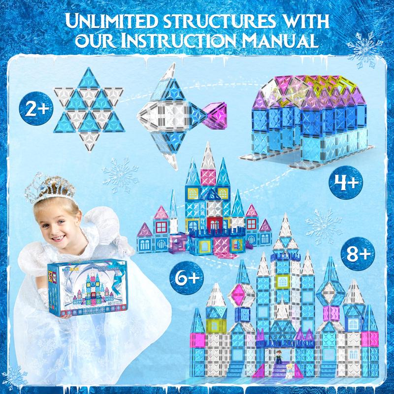 MIKIBLUE Magnetic Building Block Set (80 Pieces) Frozen Theme Magnetic Tiles for Kids magnetic  tiles magnet  tiles