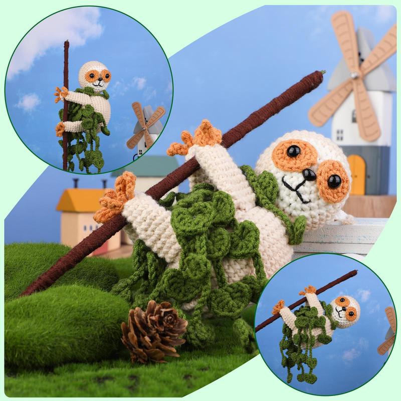 Cute Sloth Design Crochet Kit, 1 Set Cartoon Animals Crochet Starter Kit with Step-by-Step Instructions & Video Tutorials, Complete Knitting & Crochet Kit for Beginners