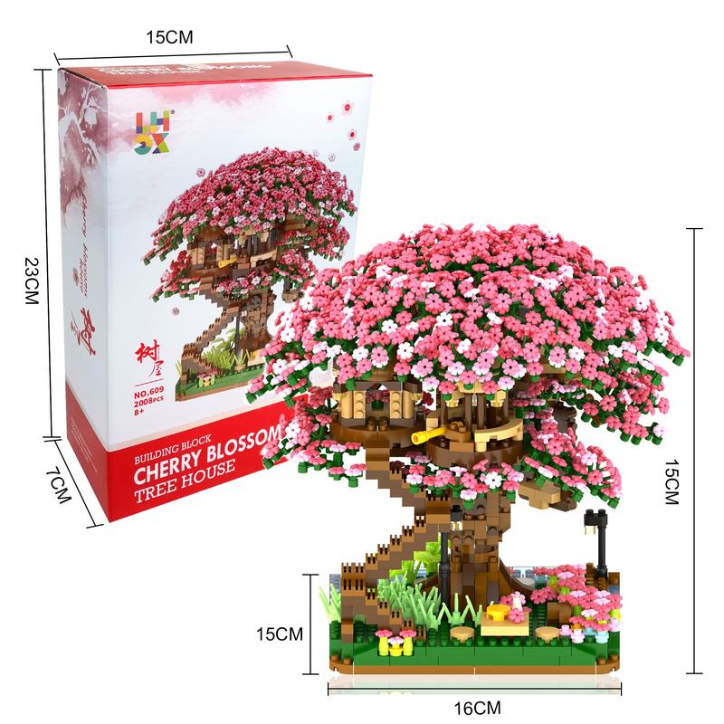 Buy 1 GET 2 Collection Micro Blocks Modle Building Sets The Classical Gardens of Suzhou Sakura Tree House 2set  build block structures High school girl Toy model Birthday fete day