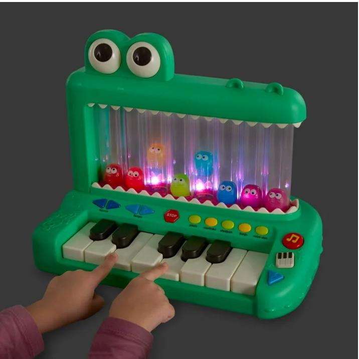 Battat Croco Pop Piano Toy Keyboard with Songs Sounds Lights, Baby and Toddler Toys