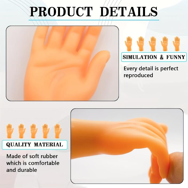 Tiny Finger Hands 10 Packs Flat Hand Style Mini Puppets Realistic Rubber Small Figurines Toys Funny Fingers For Puppet Show Gag Performance Party Favors easter gift