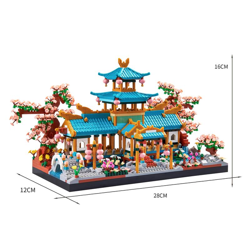 Buy 1 GET 2 Collection Micro Blocks Modle Building Sets The Classical Gardens of Suzhou Sakura Tree House 2set  build block structures High school girl Toy model Birthday fete day