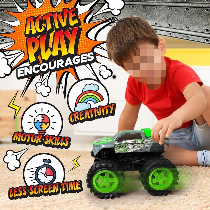 Exploding Monster Truck Toy with Explosive Crash Sounds and Lights, Smash It Up Again and Again, Monster Truck Toys for Boys Kids Ages 4-7 & Above Toys for 3 Year Old Boys Gift