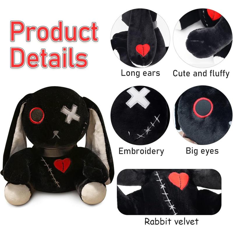 Goth Bunny Plush Rabbit Stuffed Animal Horror Plushies Easter Stuffed Animal Creepy Spooky Bunny Stuffed Animal Crazy Rabbit Plushie Toy