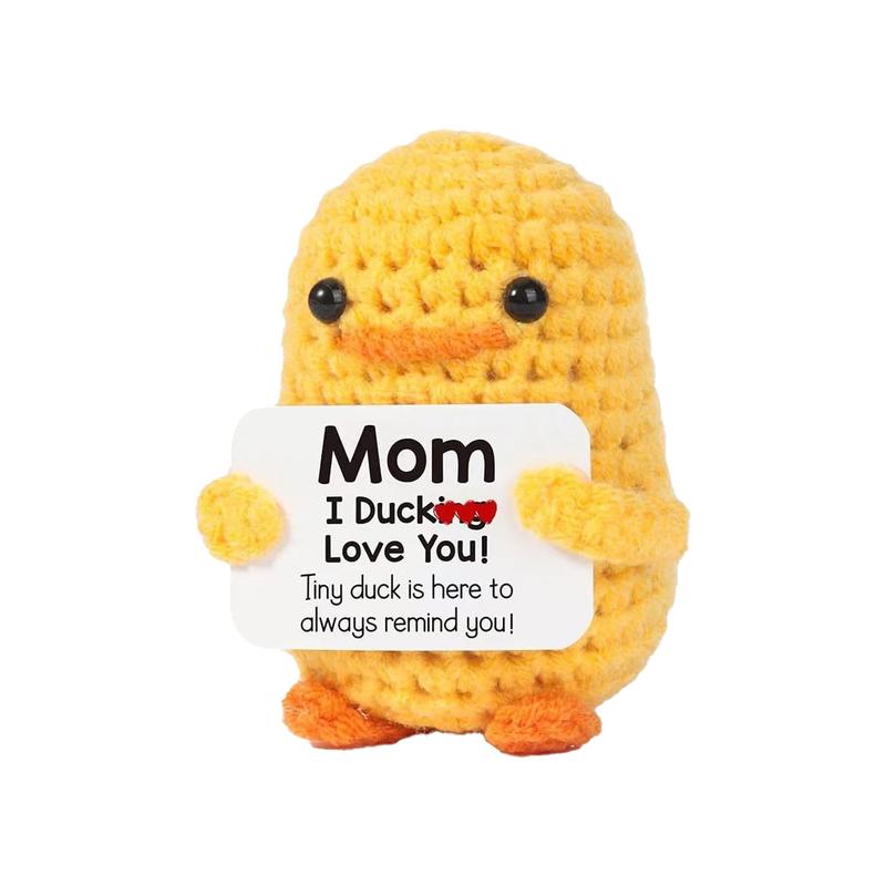 Cute Knitted Duck with Positive Cards-Handmade Crochet Dolls forEmotional Support, Fall and ChristmasCifts