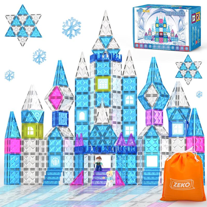 MIKIBLUE Magnetic Building Block Set (80 Pieces) Frozen Theme Magnetic Tiles for Kids magnetic  tiles magnet  tiles