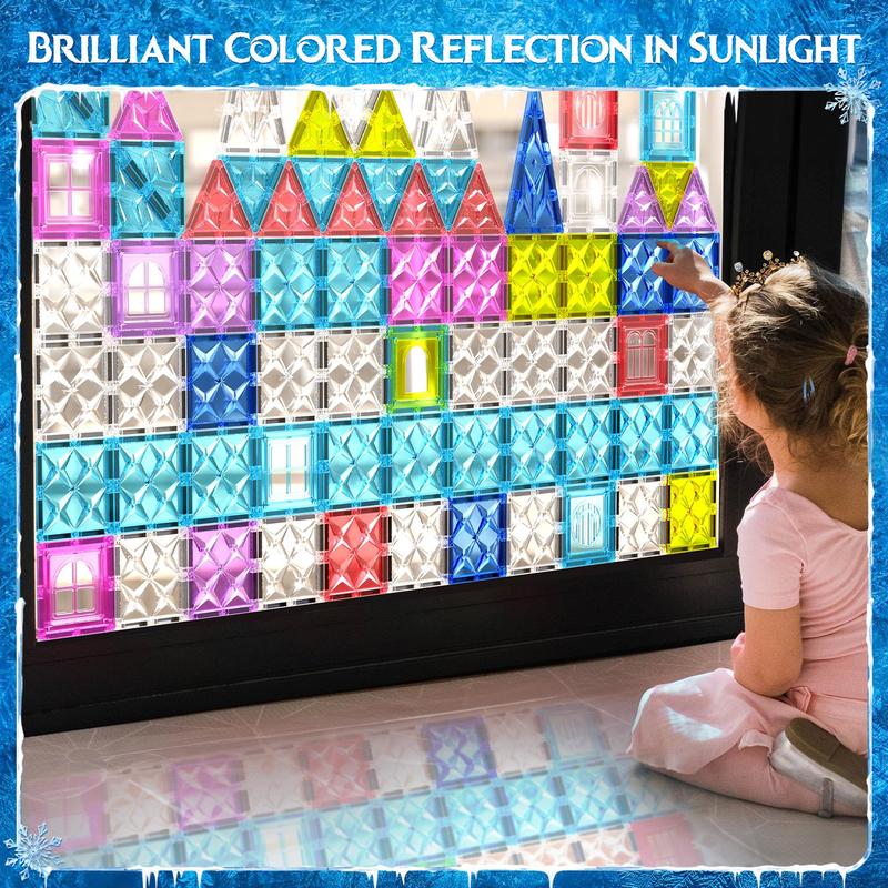 MIKIBLUE Magnetic Building Block Set (80 Pieces) Frozen Theme Magnetic Tiles for Kids magnetic  tiles magnet  tiles