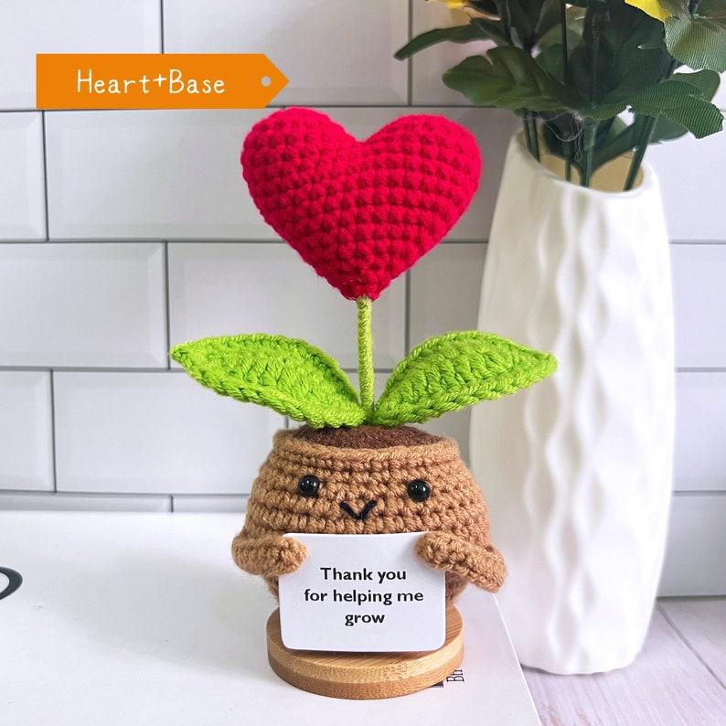 Cute 3PCS Plants,Thank You For Helping Me Grow,Crochet Sunflowers Hearts Rose Plants,Emotional Support Crochet,Thank You Gift,Teacher Gift