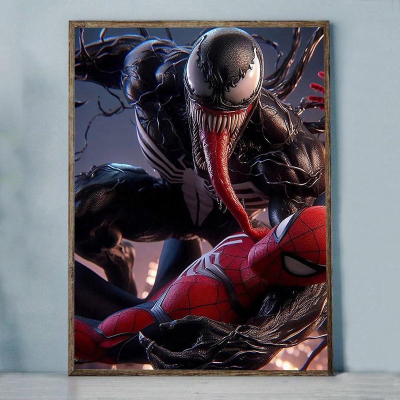 Venom Licking Spider-Man Pattern DIY Diamond Arts Colorful Painting Kit without Frame, DIY 5D Diamond Arts Colorful Painting for Home Bedroom Wall Decor