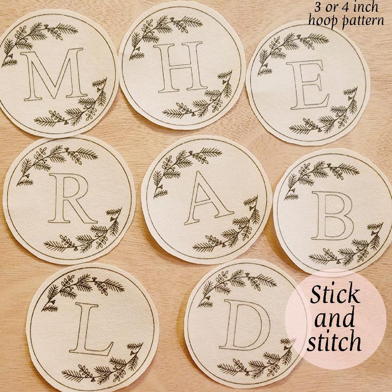 Stick and Stitch Embroidery Christmas monogram letter Pattern for DIY Projects