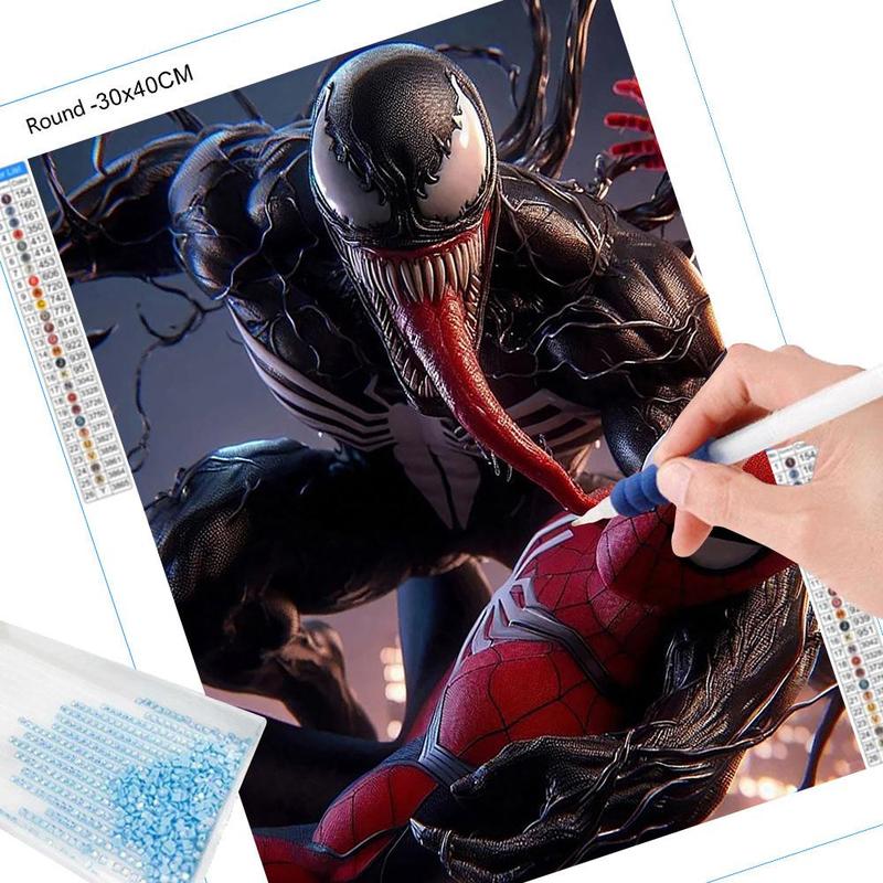 Venom Licking Spider-Man Pattern DIY Diamond Arts Colorful Painting Kit without Frame, DIY 5D Diamond Arts Colorful Painting for Home Bedroom Wall Decor