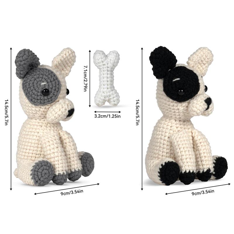 Dog Design DIY Crochet Kit, 1 Set Cute Dog Crochet Starter Kit with Step-by-step English Video Tutorials, DIY Handmade Lover Starter Kit