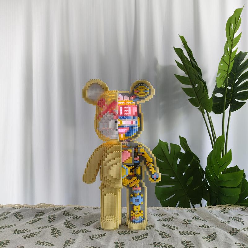 Medium mecha bear-Multi color compressed link small building block series