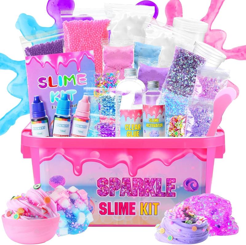 Christmas Slime Kit Confetti Slime, Glimmer Crunchy Slime, Foam Slime, Jelly Cubes Slime, Stress Relief Toys, Party Favors for Kids, for Girl Boys 6 7 8 9 10 11 12